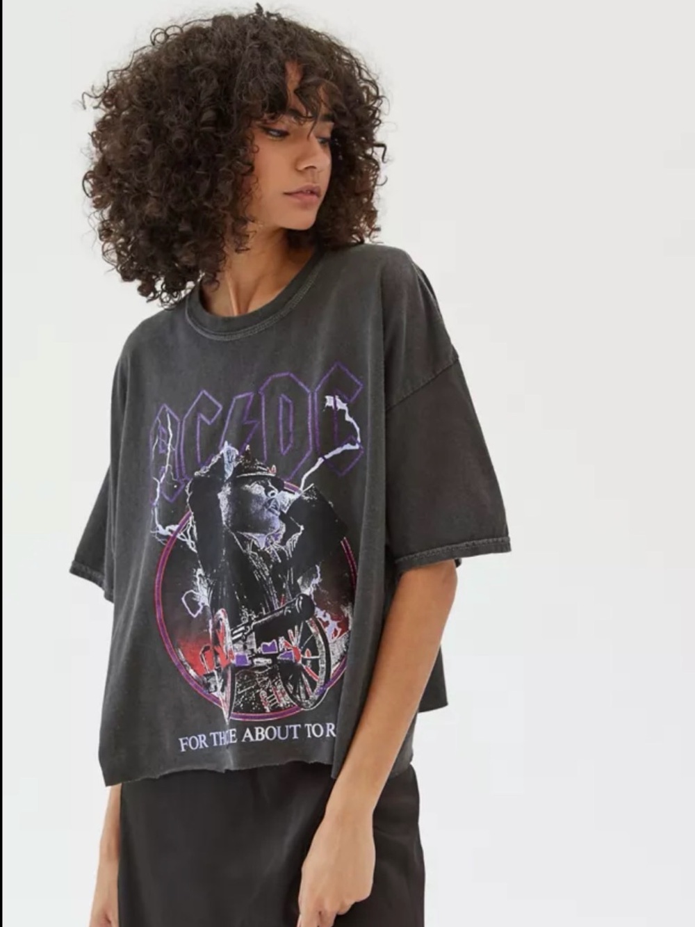 ✨URBAN OUTFITTERS DISTRESSED GRAPHIC ROCK AC⚡️DC BOXY OVERSIZED TEE✨